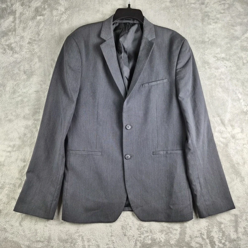 Asos Blazer Jacket Mens 42 Gray‎ Slim Fit Stretchy Slim Fit 2 Buttons Sport Coat